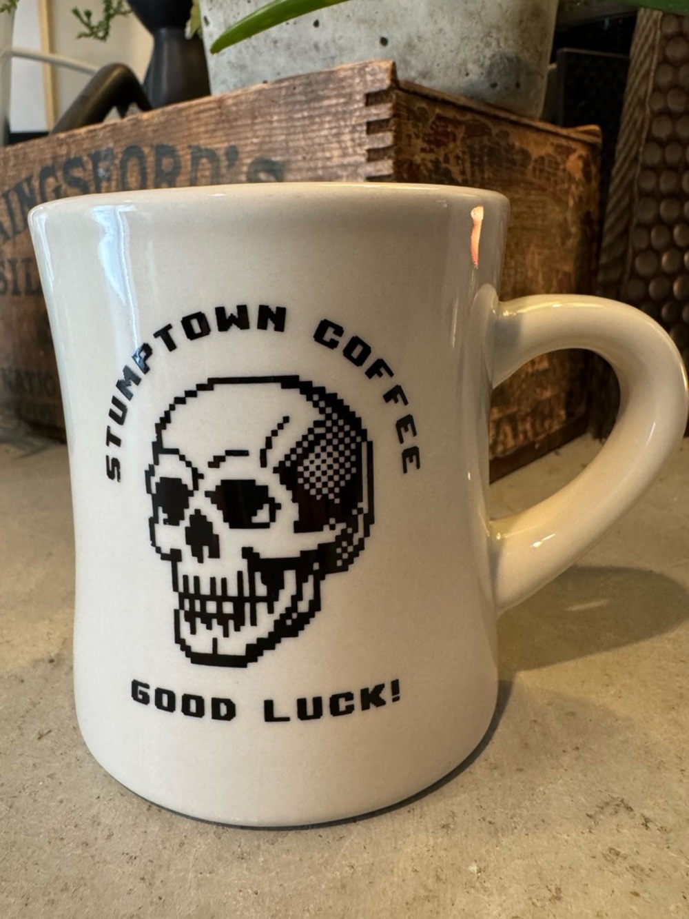 Stumptown Company Skull Good Luck Coffee Cup Approx 12 oz